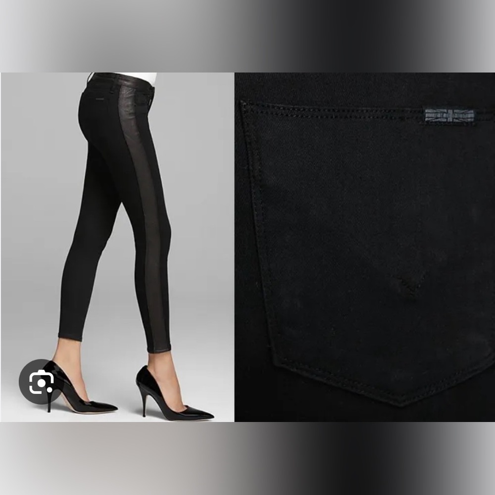 Hudson Jeans: Leeloo skinny crop with 100% calf skin leather detailing
